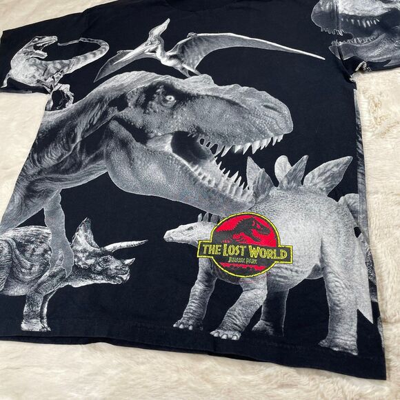 Vintage All Over Print Jurassic Park T-Shirt “The Lost World” T Rex Mens XL - Picture 3 of 9